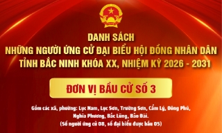 Danh sách Ứng cử viên đại biểu HĐND tỉnh Bắc Ninh khóa XX, nhiệm kỳ 2026 - 2031 (Đơn vị bầu cử số 3)